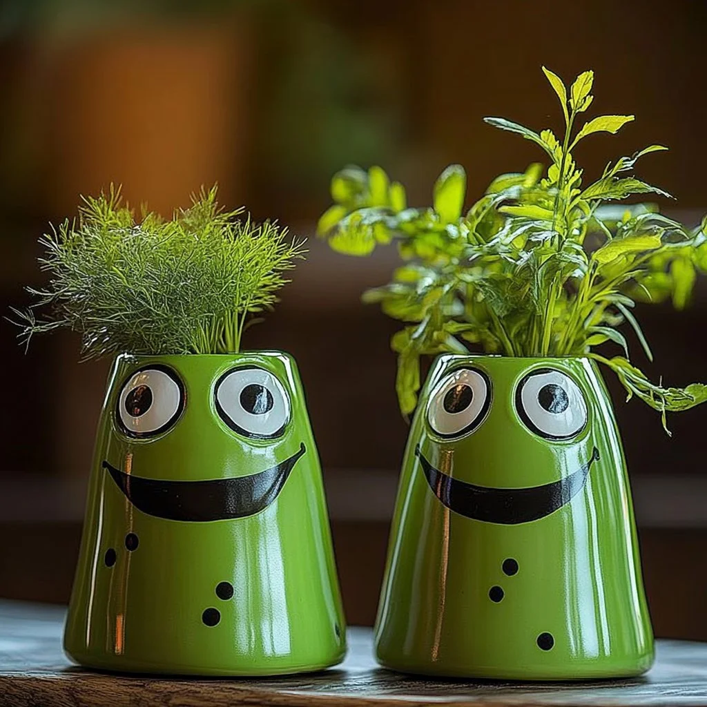 DIY frog planter made from a plastic bottle, perfect for gardening decor
