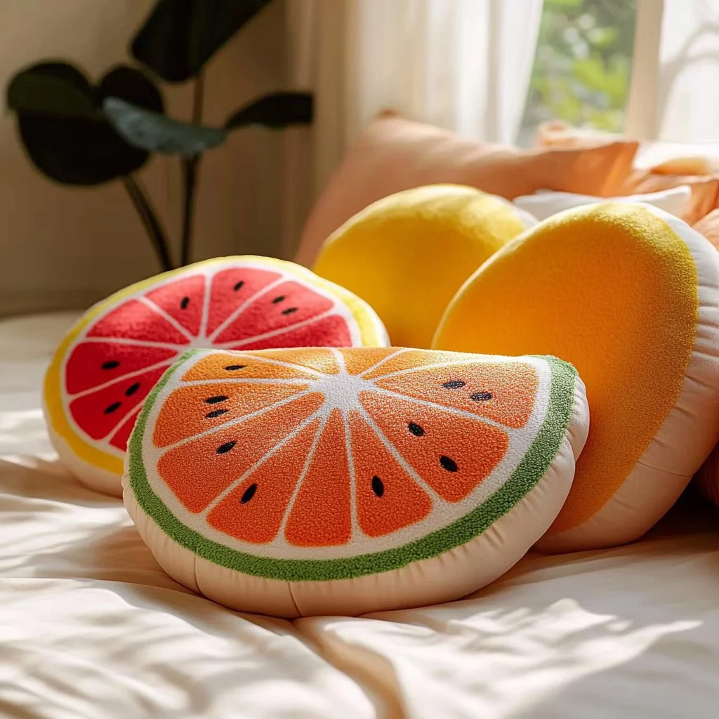 Colorful DIY fruit slice pillows for home decor