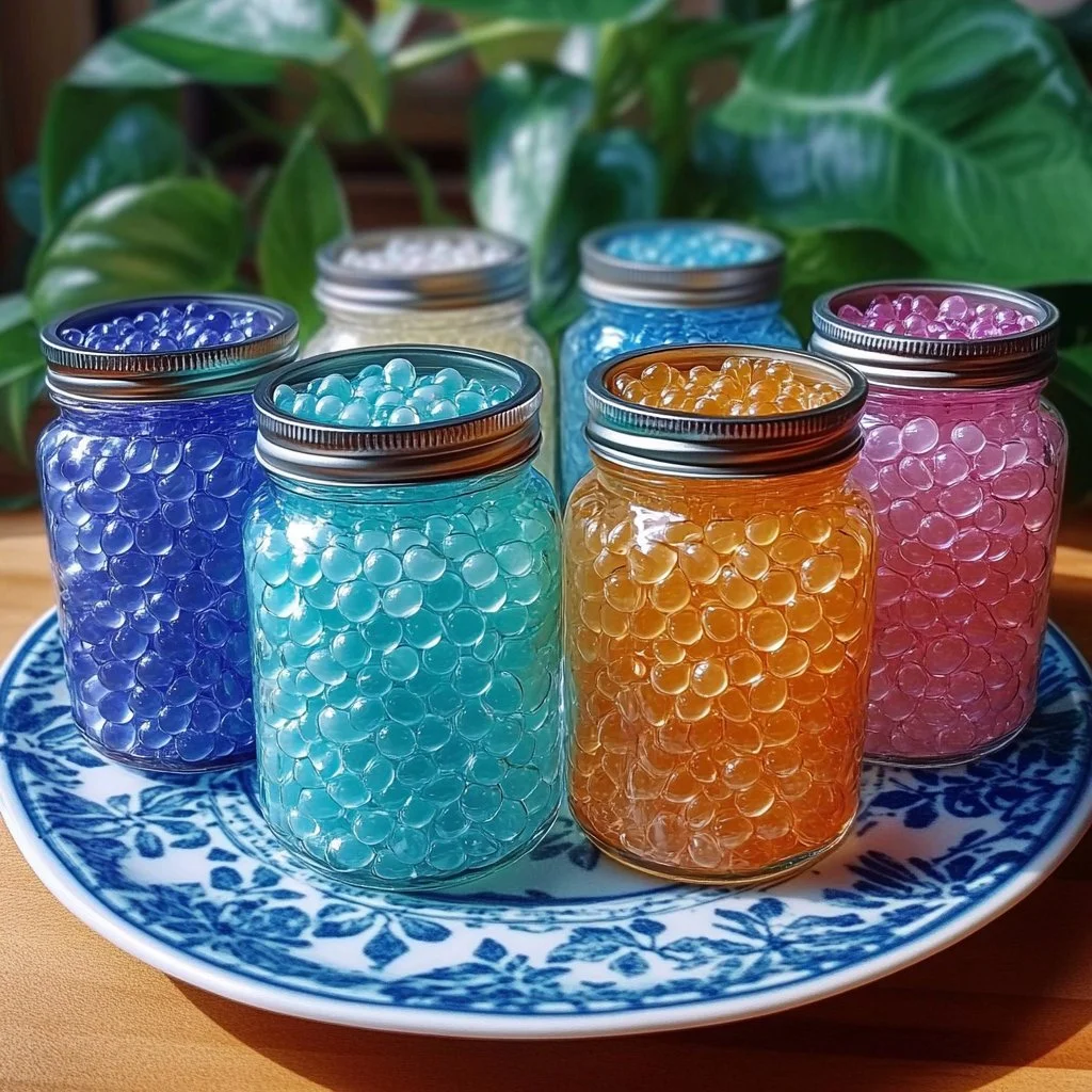 DIY gel bead air fresheners in various colors and scents