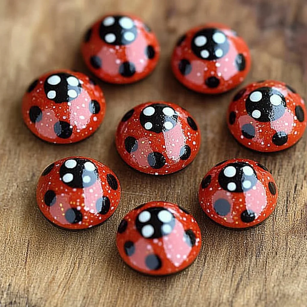 Colorful DIY ladybug magnets crafted for home decoration