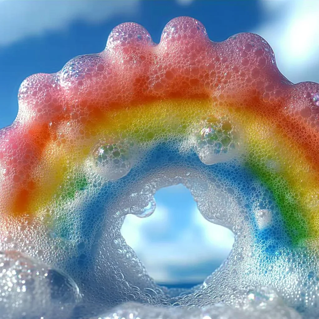 Kids enjoying the Foaming Rainbow Science Experiment with colorful foam