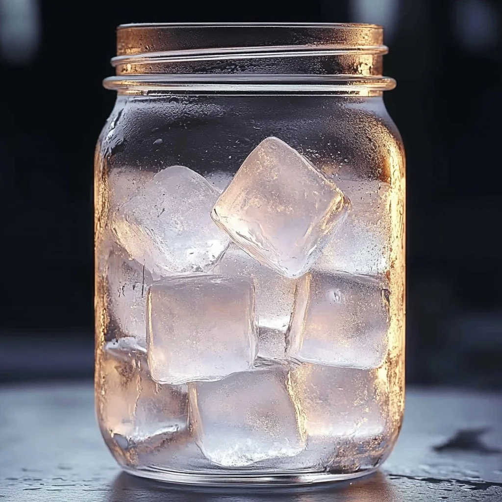 Beautiful frost patterns preserved in a jar for interior decoration