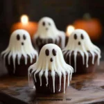 Delicious ghostly cupcakes decorated for Halloween