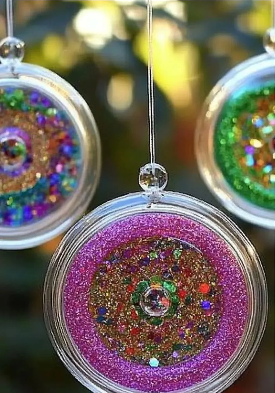 Colorful Glitter Lid Suncatcher Mobile catching sunlight