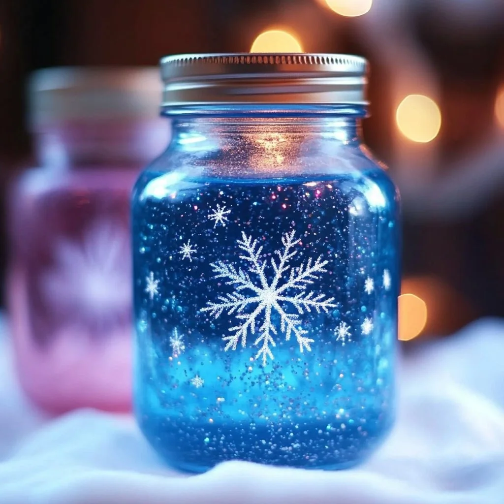 Beautiful Glitter Snow Jar for winter decorations and crafts