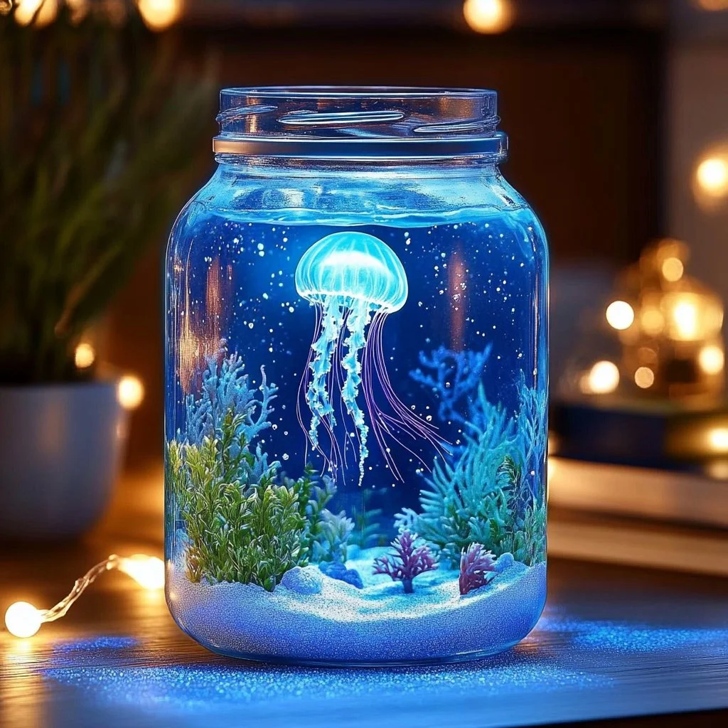 Glow-in-the-Dark Ocean Jar showcasing vibrant ocean-themed elements