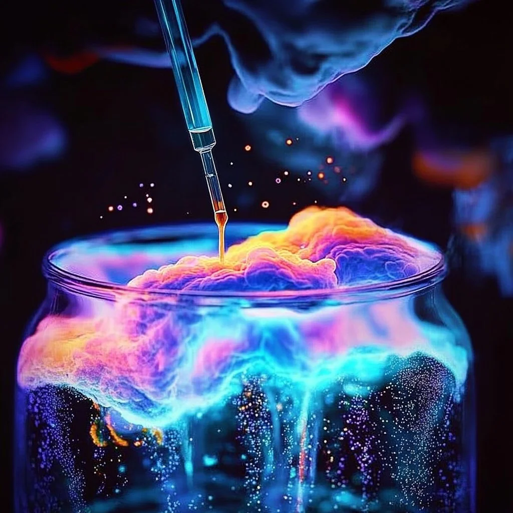 A glowing storm captured in a jar, showcasing intricate luminous effects.
