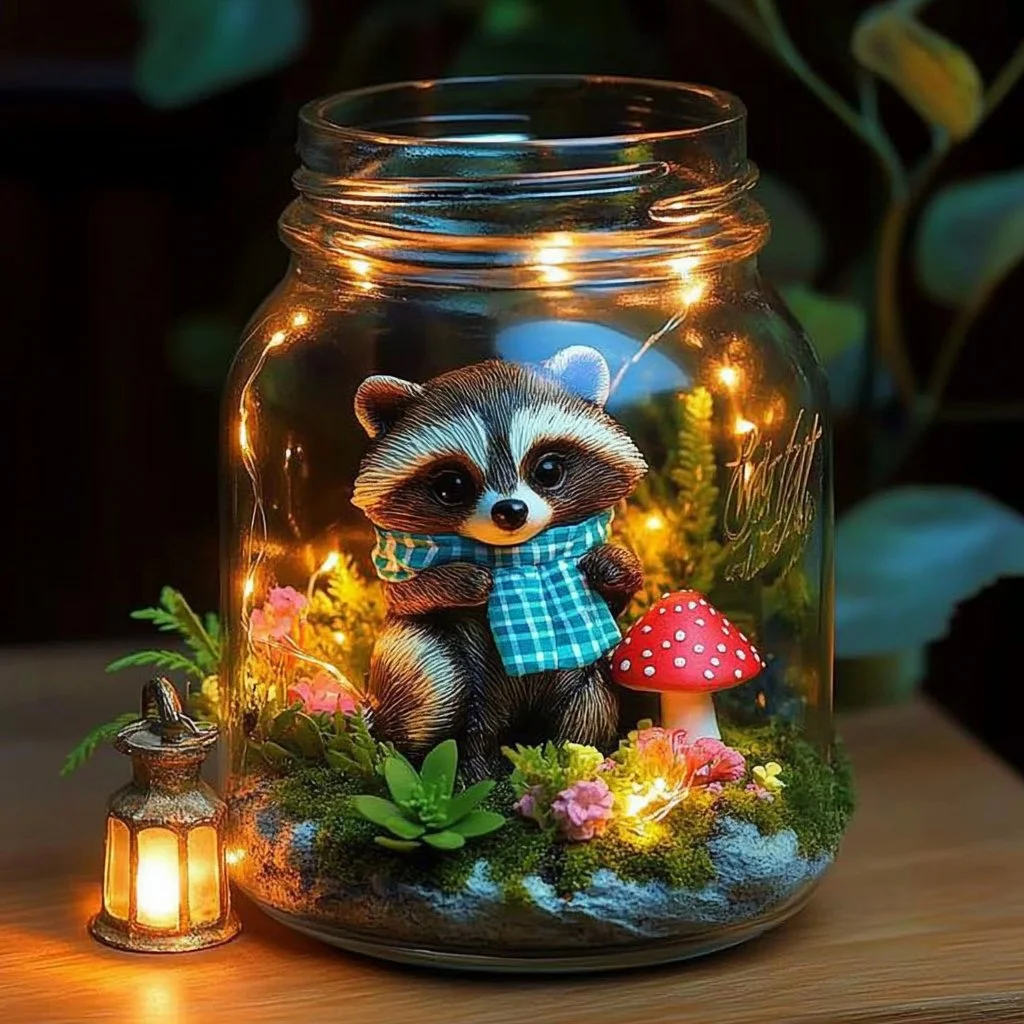 DIY Grow and Glow Terrarium with vibrant plants and glow lights.