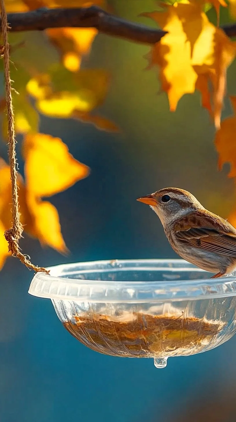 DIY hanging birdbath made from a plastic bottle for gardens