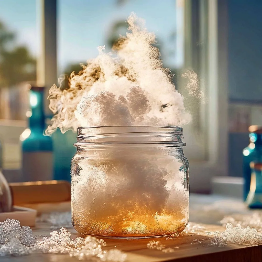 Experiment of creating Hot Ice with baking soda and vinegar