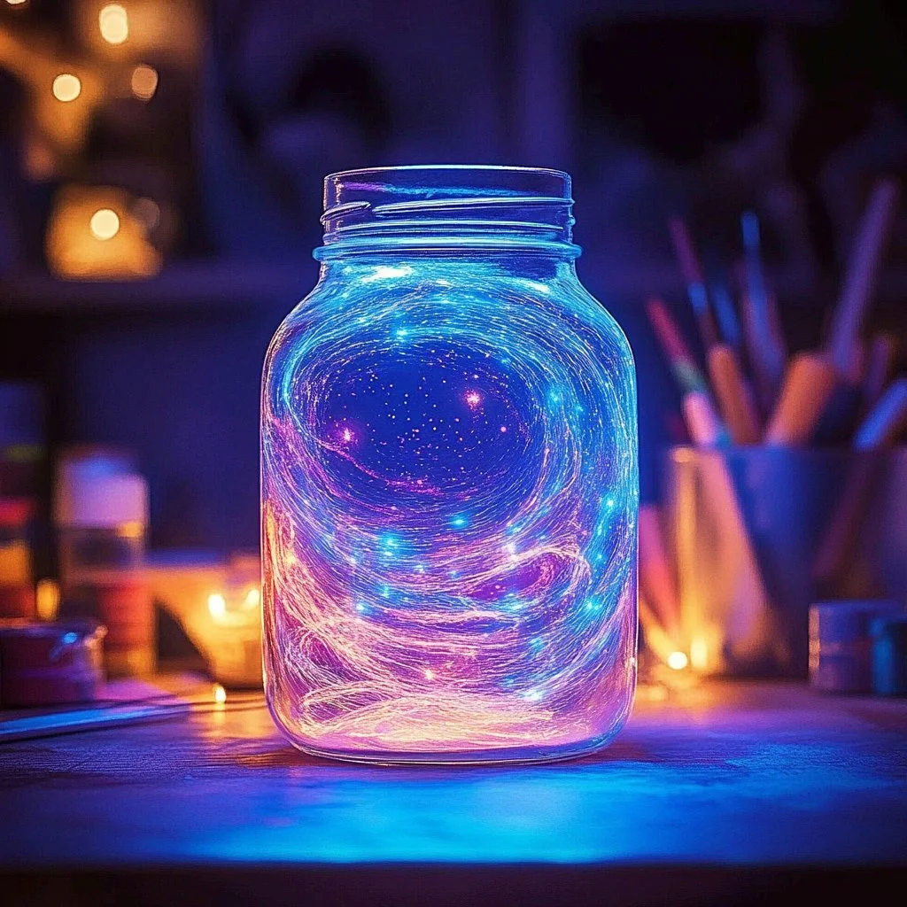 Kids crafting glowing jars for a magical DIY project