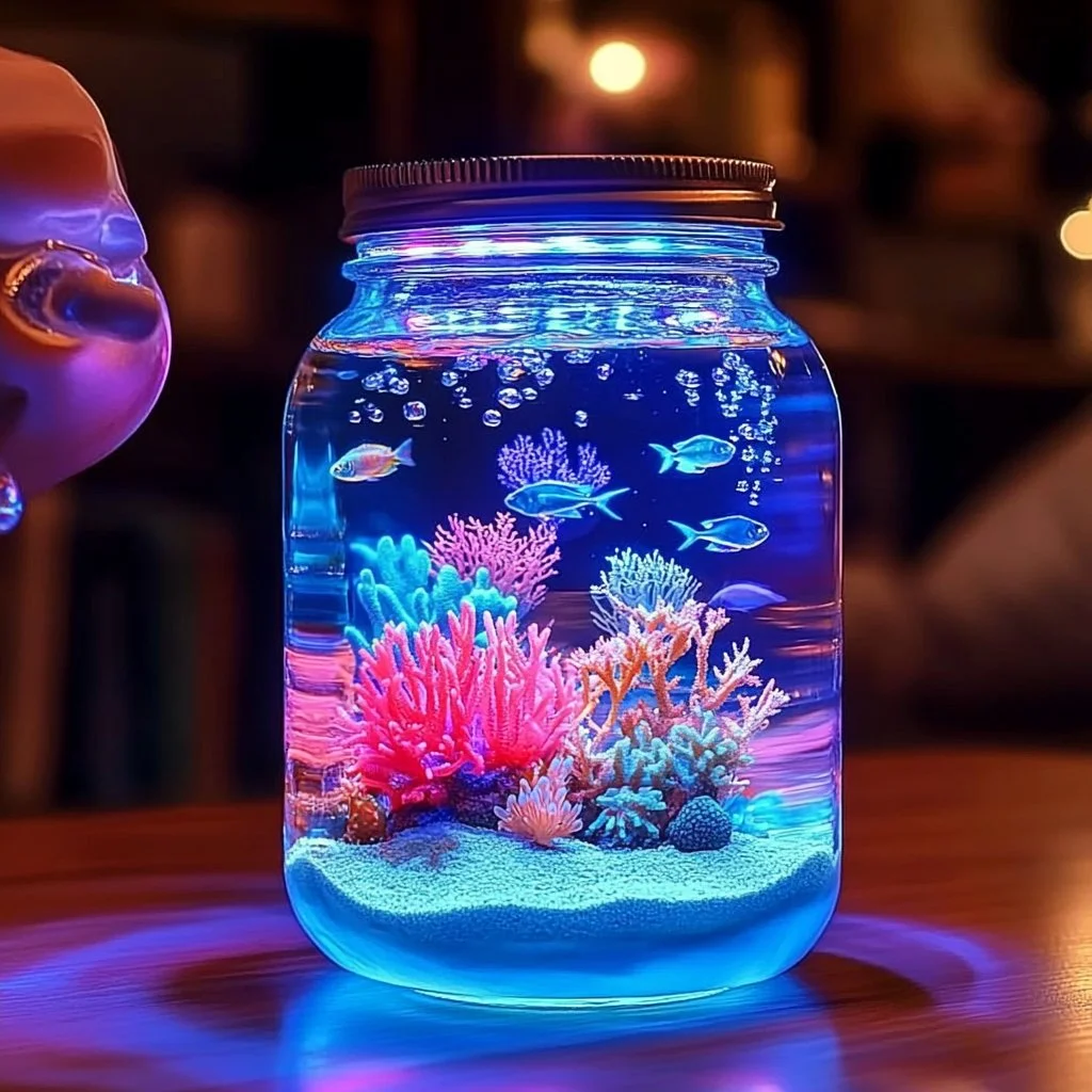 Colorful Neon Ocean Sensory Jar filled with vibrant colors and soothing materials.