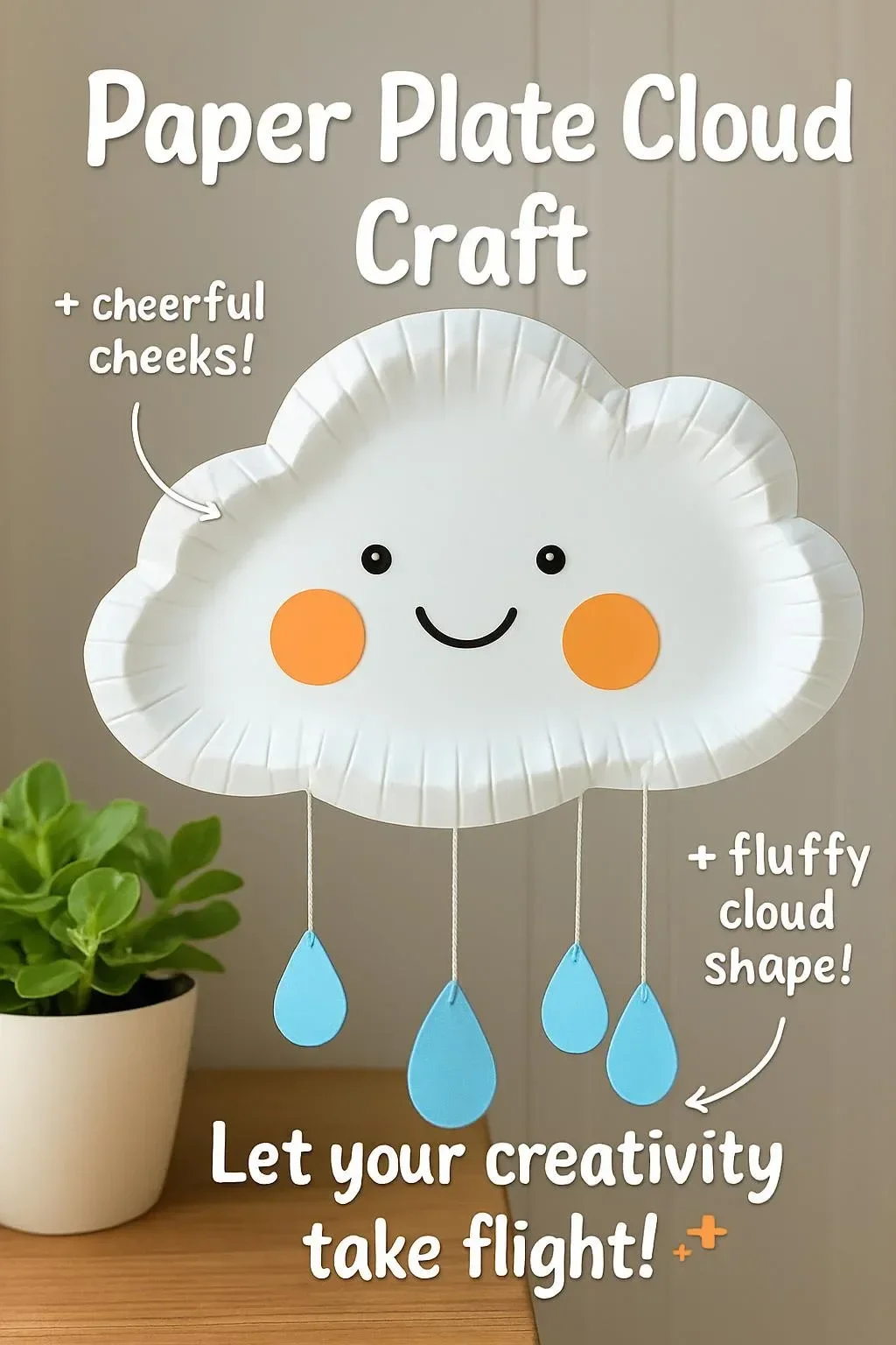 Colorful paper plate cloud craft for kids' creative activities