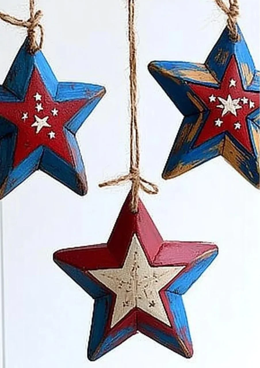 Colorful patriotic suncatcher star craft for summer decoration