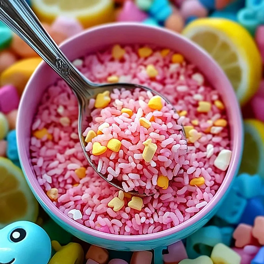 Colorful Pink Lemonade Sensory Bin for children's sensory play activities.