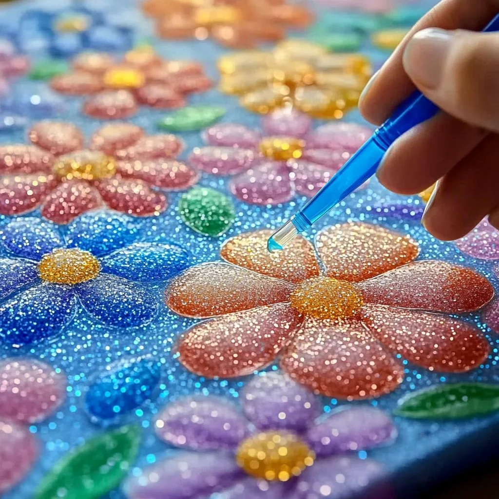 Colorful salt painting project showcasing vibrant colors and textures.