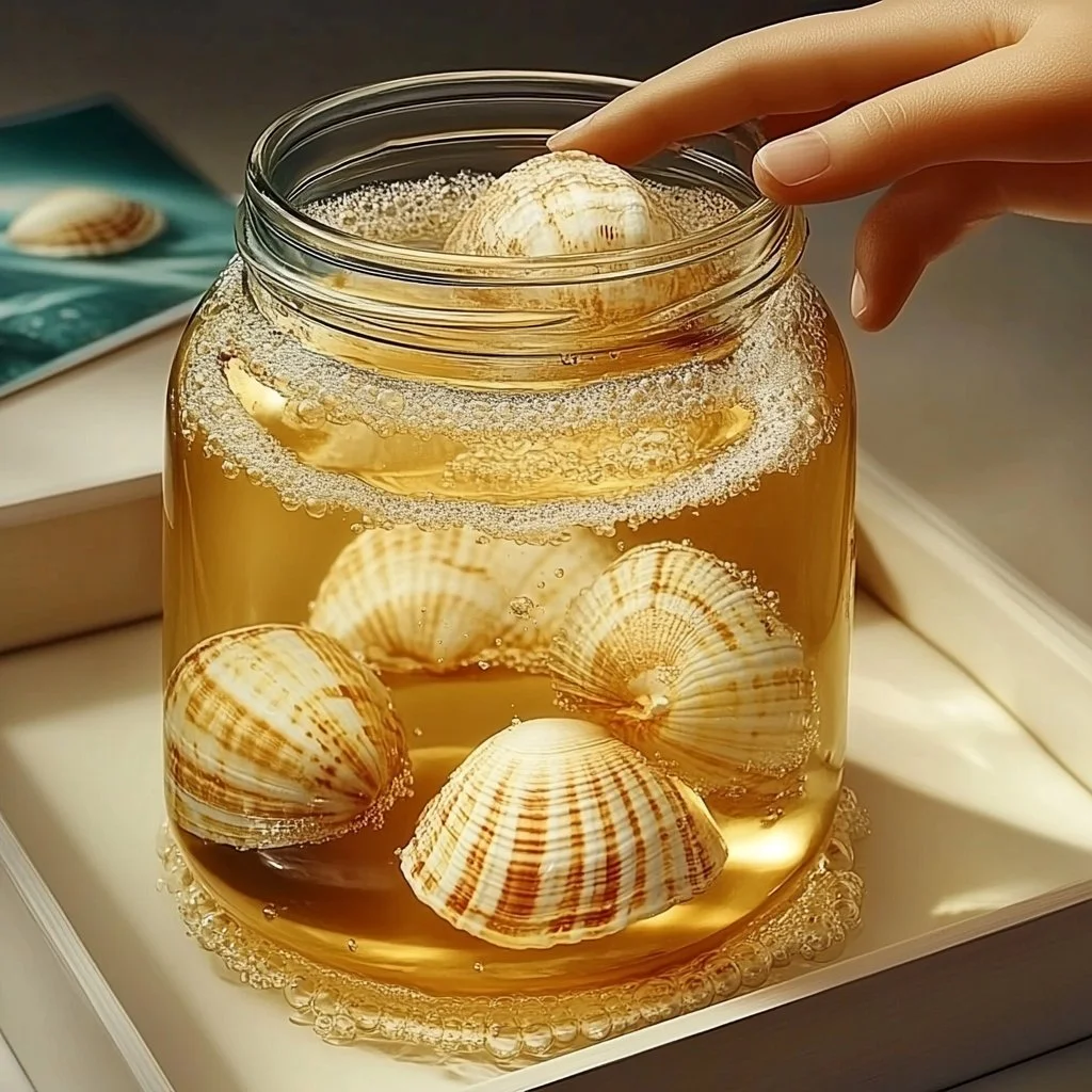 Seashells experiment with vinegar showcasing chemical reactions.