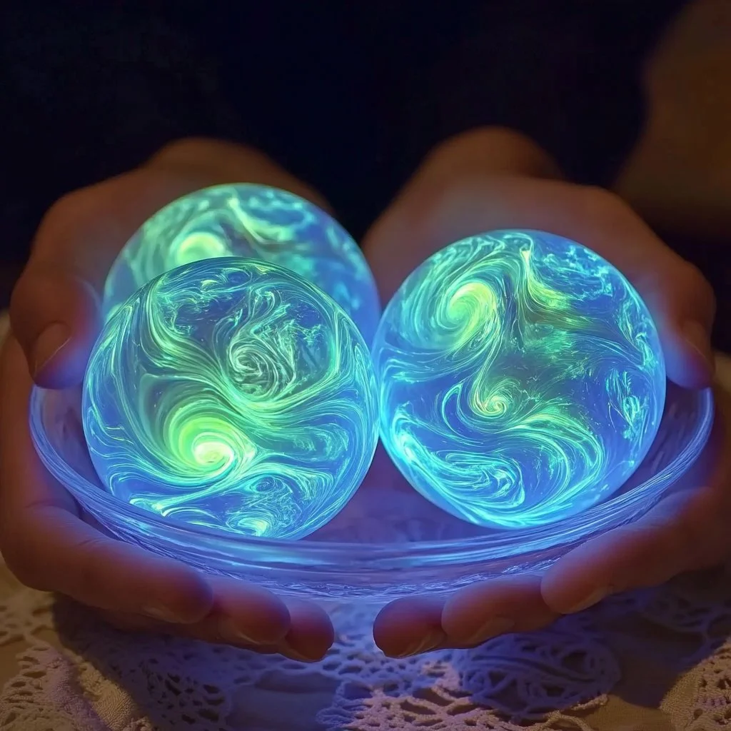 Swirl Glowing Bounce Ball in action, showcasing its bright colors and glow.