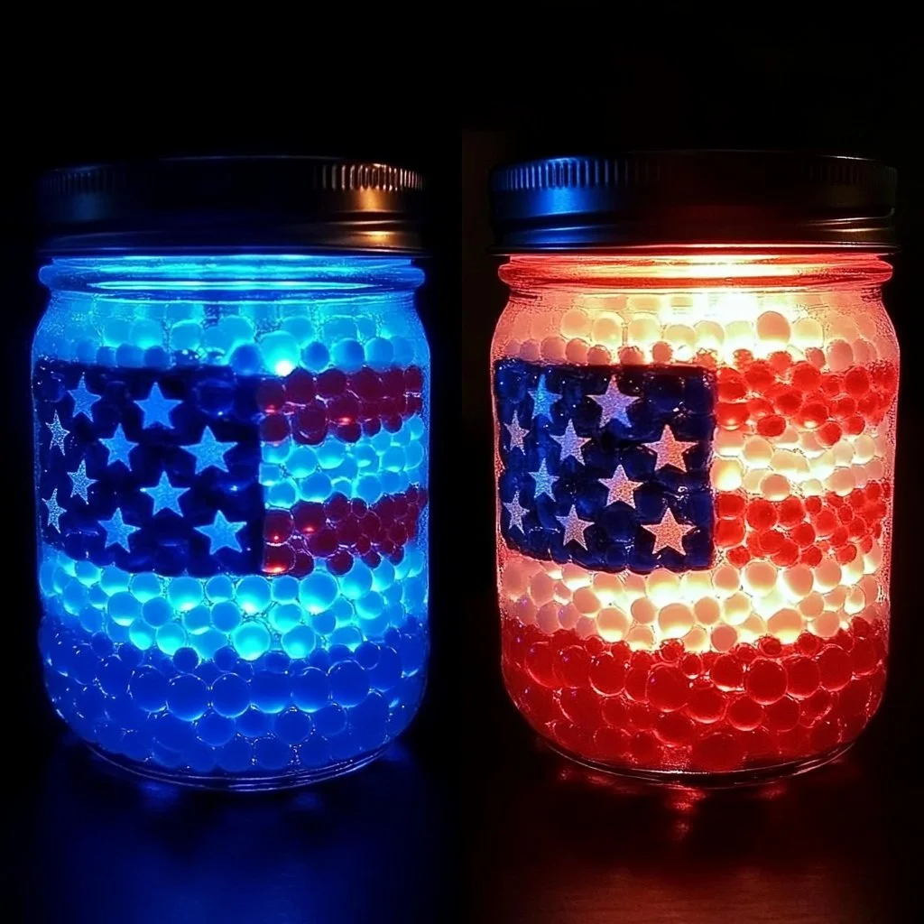 US flag luminary lighting decoration for patriotic celebrations