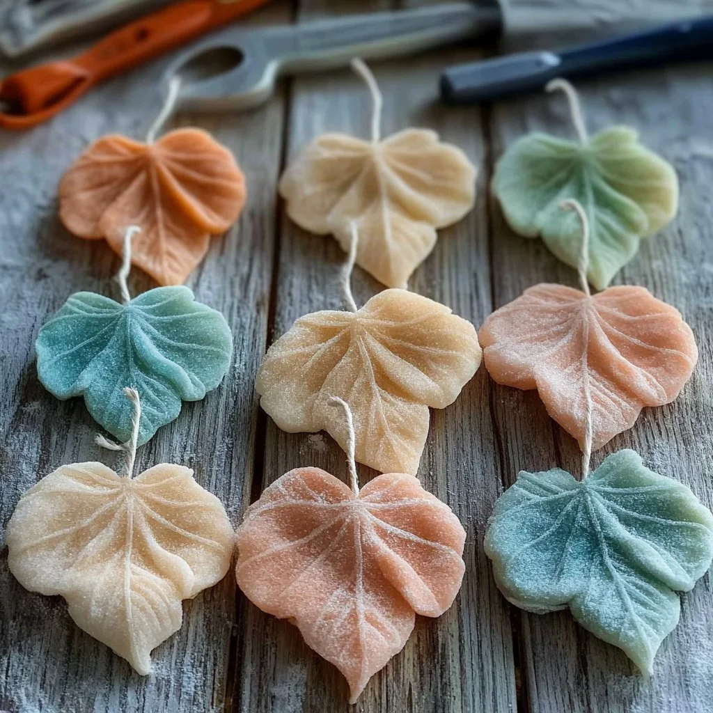Colorful salt dough leaves for seasonal crafting and decoration