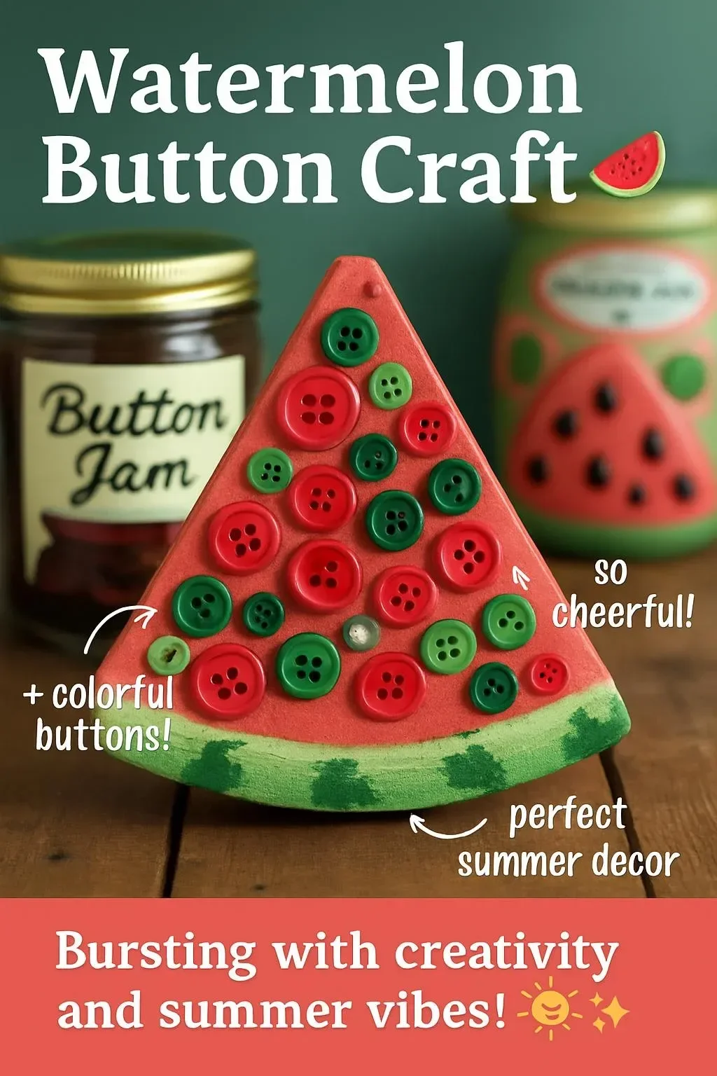 Colorful handmade Watermelon Button craft for DIY projects