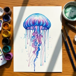 Jellyfish Salt Painting 21 Jellyfish Salt Painting