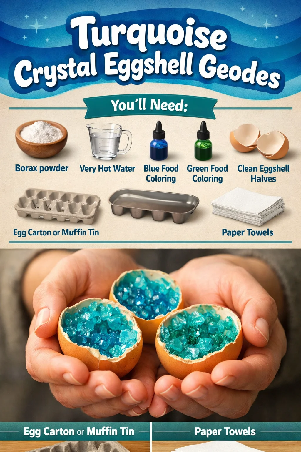 Turquoise Crystal Eggshell Geodes