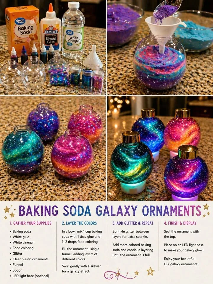 Colorful Baking Soda Galaxy Ornaments 5 Colorful Baking Soda Galaxy Ornaments