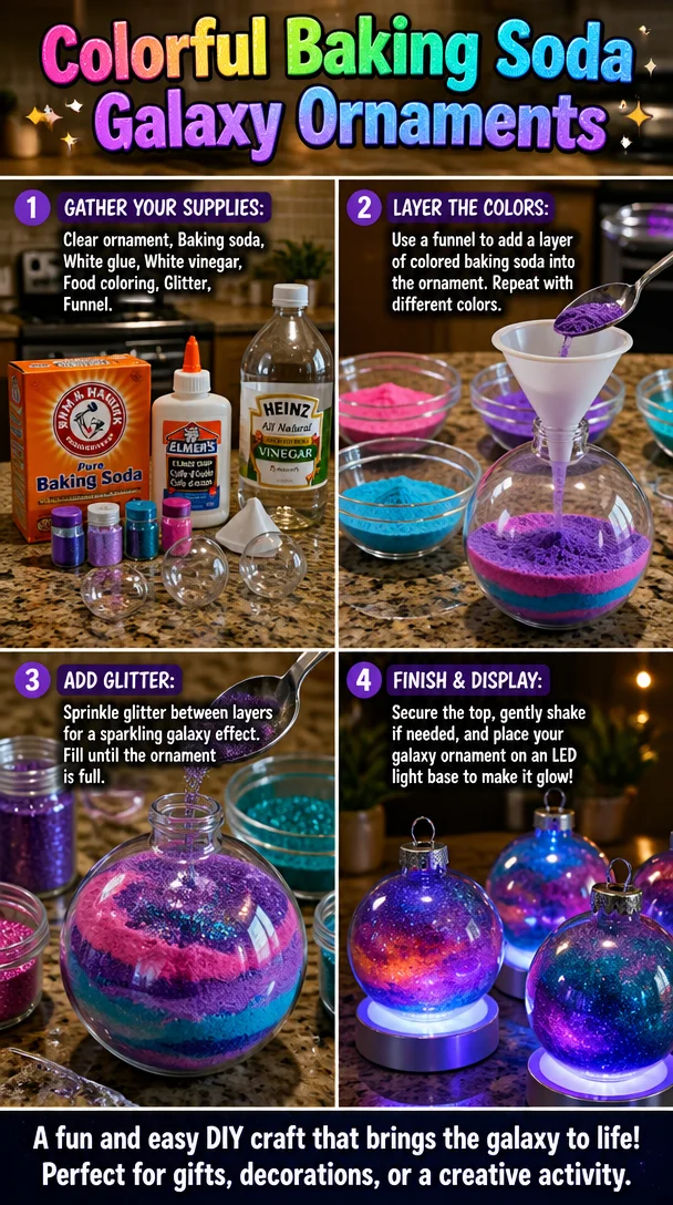 Colorful Baking Soda Galaxy Ornaments 5 Colorful Baking Soda Galaxy Ornaments