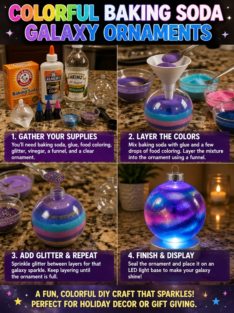 Colorful Baking Soda Galaxy Ornaments 6 Colorful Baking Soda Galaxy Ornaments