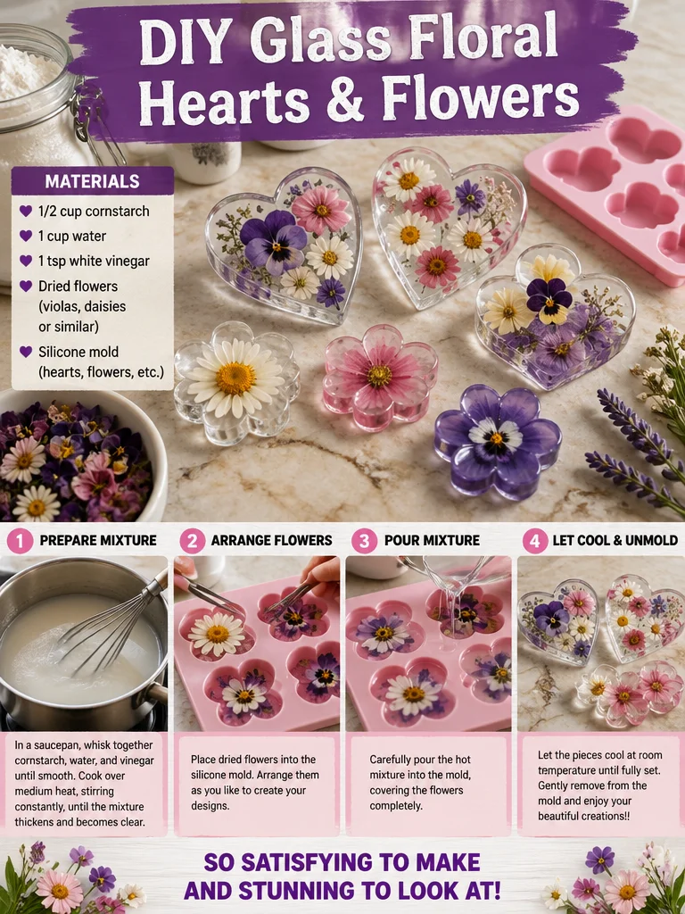 DIY Glass Floral Hearts & Flowers 6 DIY Glass Floral Hearts & Flowers