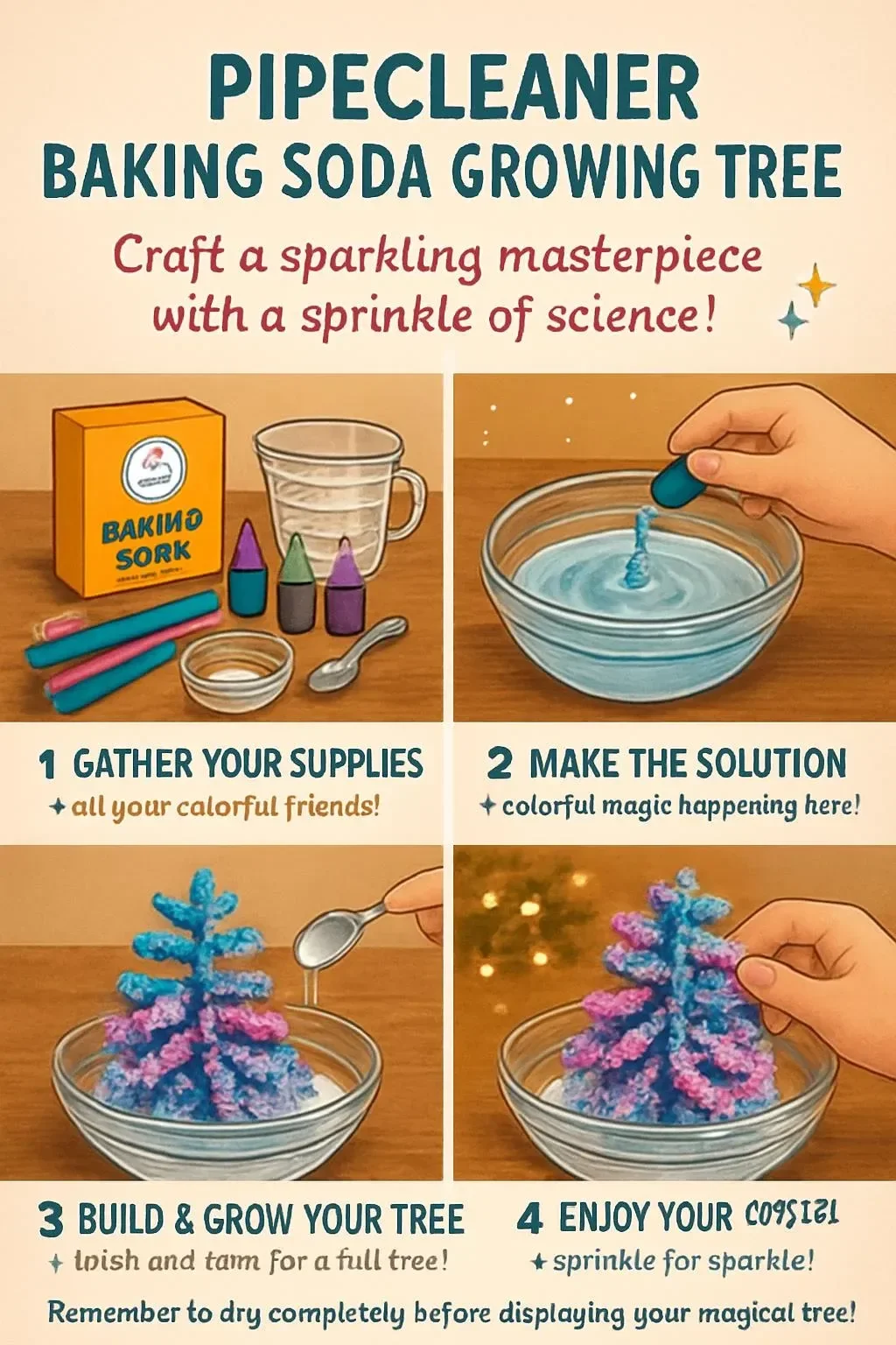 Pipe Cleaner Baking Soda Crystal Tree 6 Pipe Cleaner Baking Soda Crystal Tree