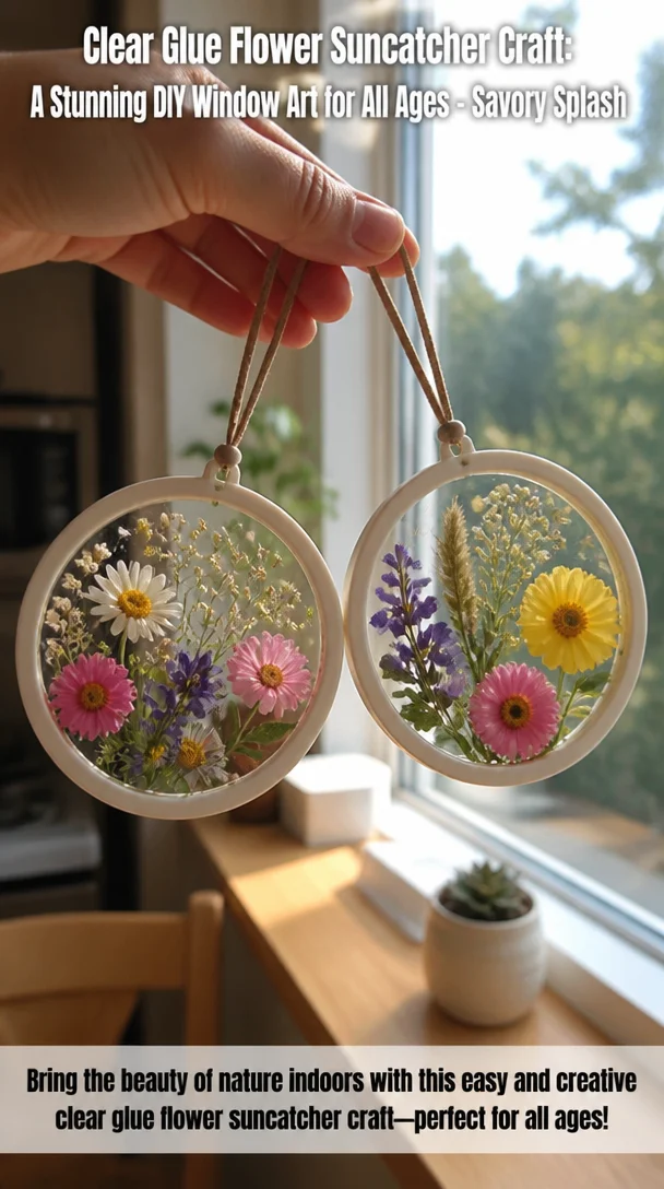 Clear Glue Flower Suncatcher Craft: A Stunning DIY Window Art for All Ages - Savory Splash 6 Clear Glue Flower Suncatcher Craft: A Stunning DIY Window Art for All Ages - Savory Splash