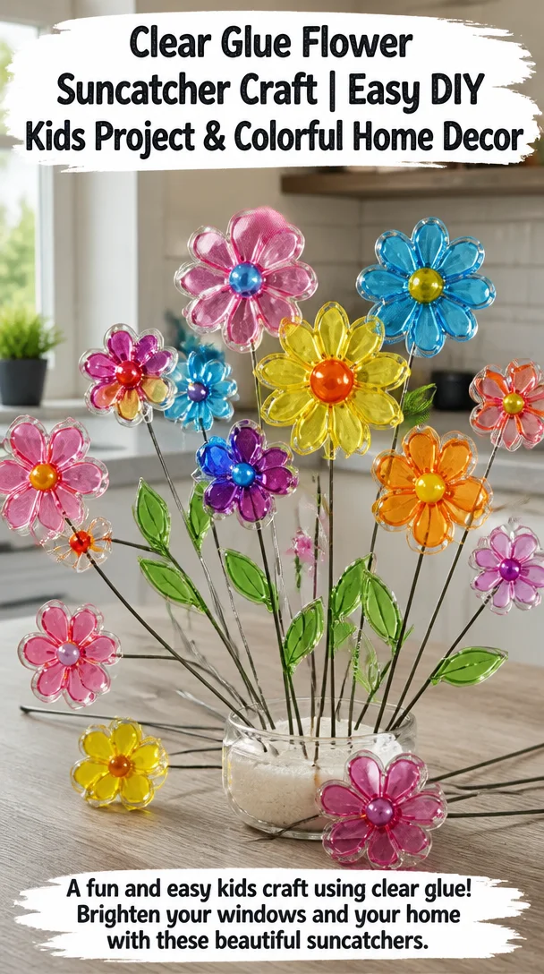 Clear Glue Flower Suncatcher Craft | Easy DIY Kids Project & Colorful Home Decor 6 Clear Glue Flower Suncatcher Craft | Easy DIY Kids Project & Colorful Home Decor