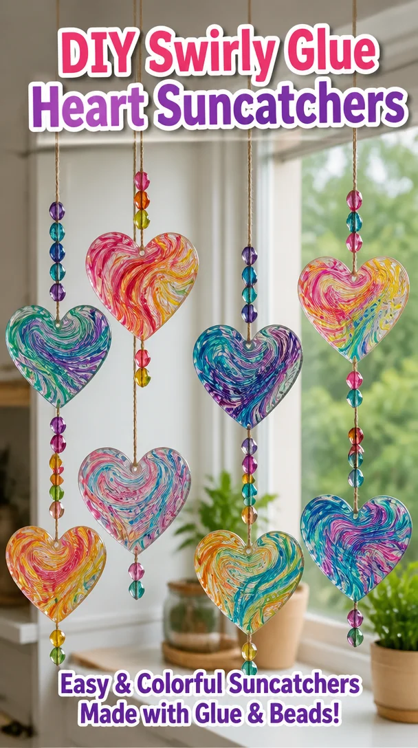 DIY Swirly Glue Heart Suncatchers 6 DIY Swirly Glue Heart Suncatchers