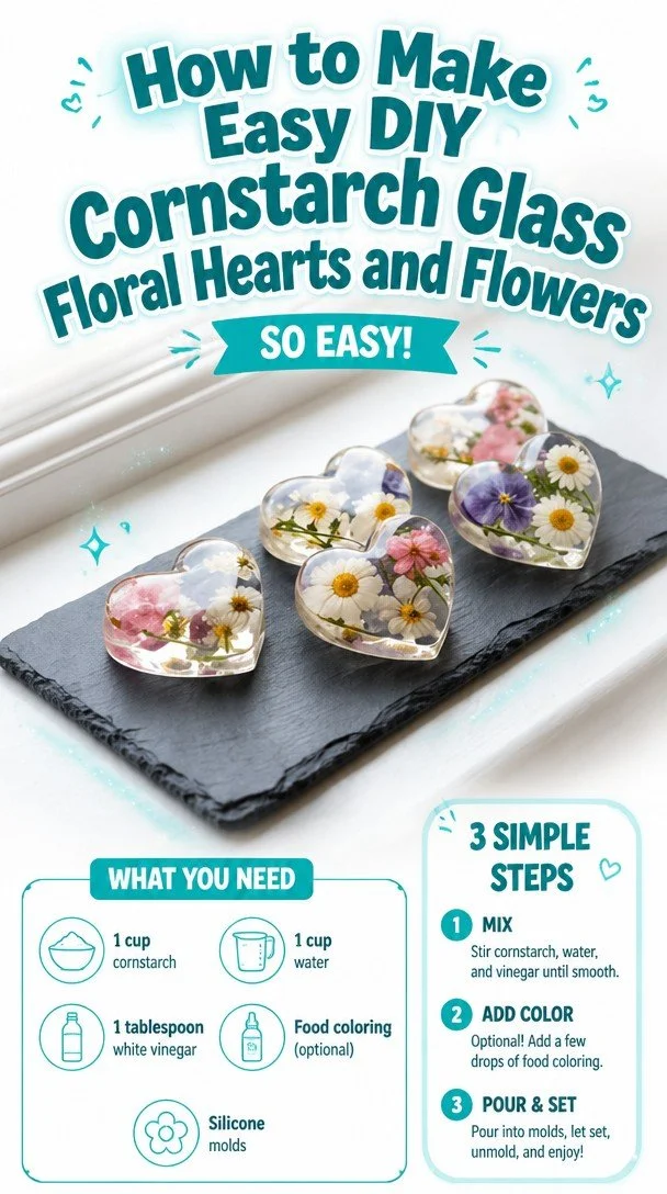 How to Make Easy DIY Cornstarch Glass Floral Hearts and Flowers at Home ❤️ 5 How to Make Easy DIY Cornstarch Glass Floral Hearts and Flowers at Home ❤️