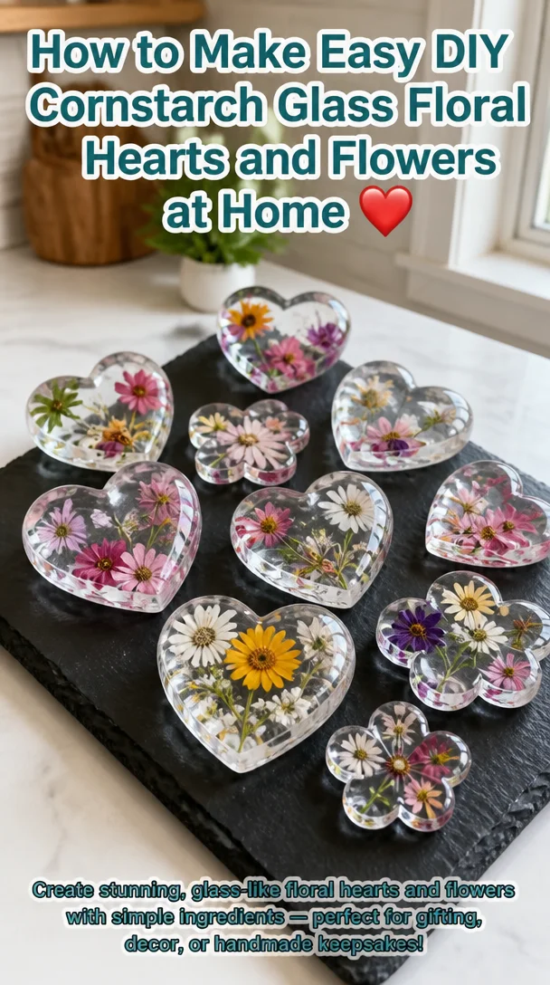 How to Make Easy DIY Cornstarch Glass Floral Hearts and Flowers at Home ❤️ 6 How to Make Easy DIY Cornstarch Glass Floral Hearts and Flowers at Home ❤️