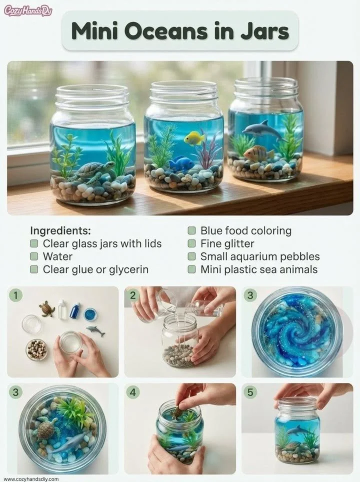 Mini Oceans in Jars 5 Mini Oceans in Jars