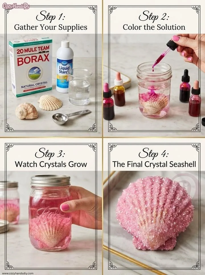 Pink Crystal Growing Seashell 5 Pink Crystal Growing Seashell
