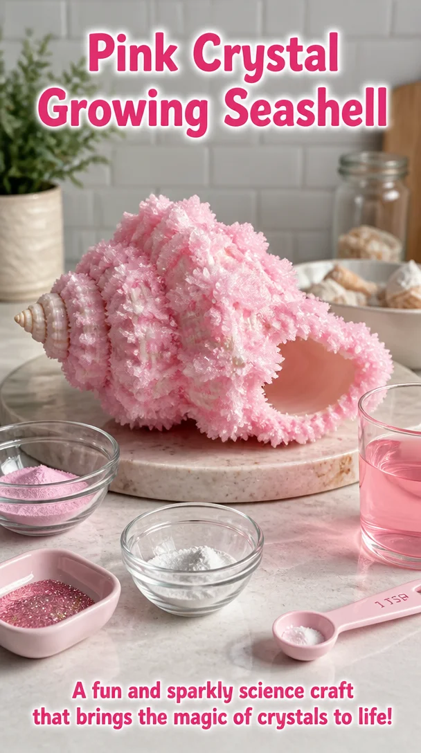 Pink Crystal Growing Seashell 6 Pink Crystal Growing Seashell