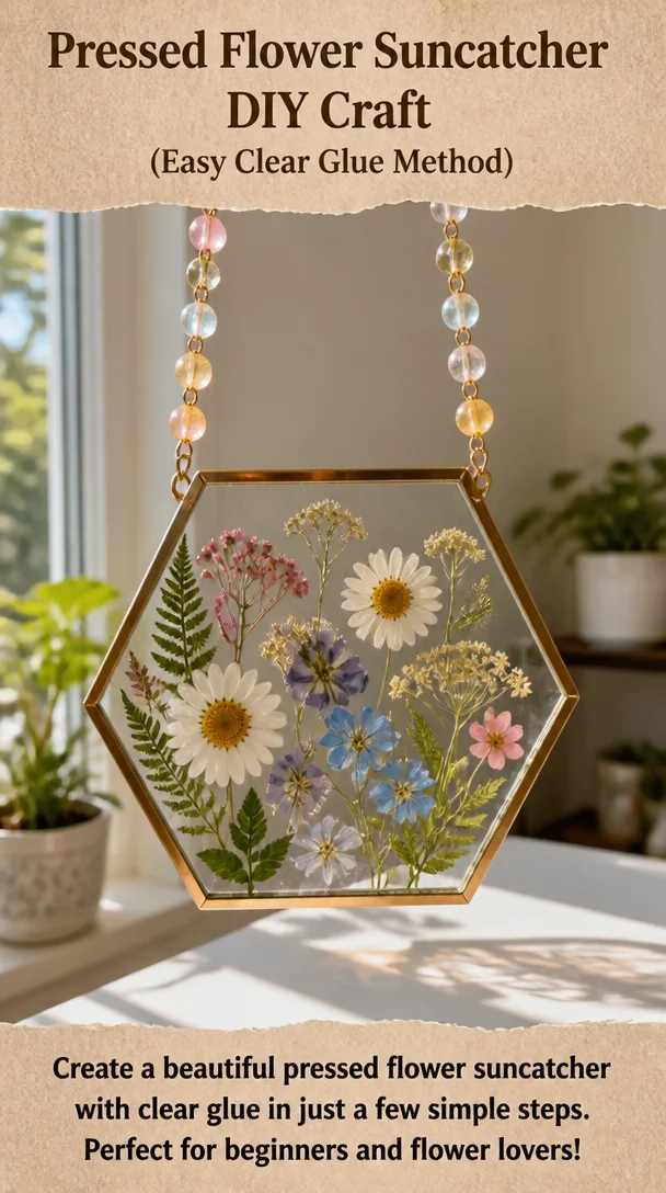 Pressed Flower Suncatcher DIY Craft (Easy Clear Glue Method) 7 Pressed Flower Suncatcher DIY Craft (Easy Clear Glue Method)