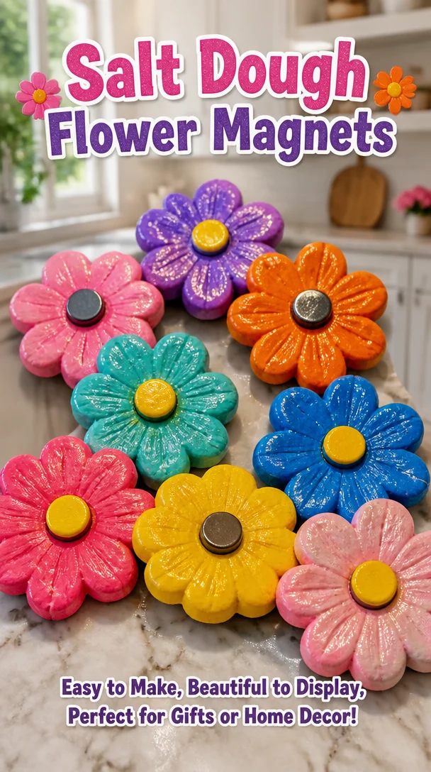 Salt Dough Flower Magnets 4 Salt Dough Flower Magnets