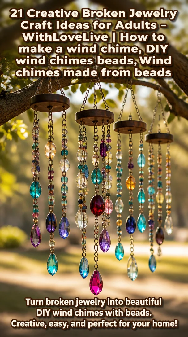 21 Creative Broken Jewelry Craft Ideas for Adults - WithLoveLive | How to make a wind chime, DIY wind chimes beads, Wind chimes made from beads 8 21 Creative Broken Jewelry Craft Ideas for Adults - WithLoveLive | How to make a wind chime, DIY wind chimes beads, Wind chimes made from beads