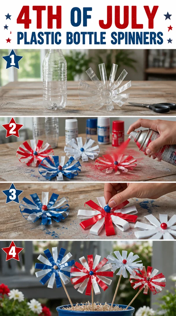4th of July Plastic Bottle Spinners 8 4th of July Plastic Bottle Spinners