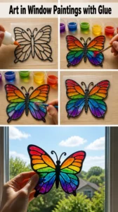 Art in Window Paintings with Glue 21 Art in Window Paintings with Glue