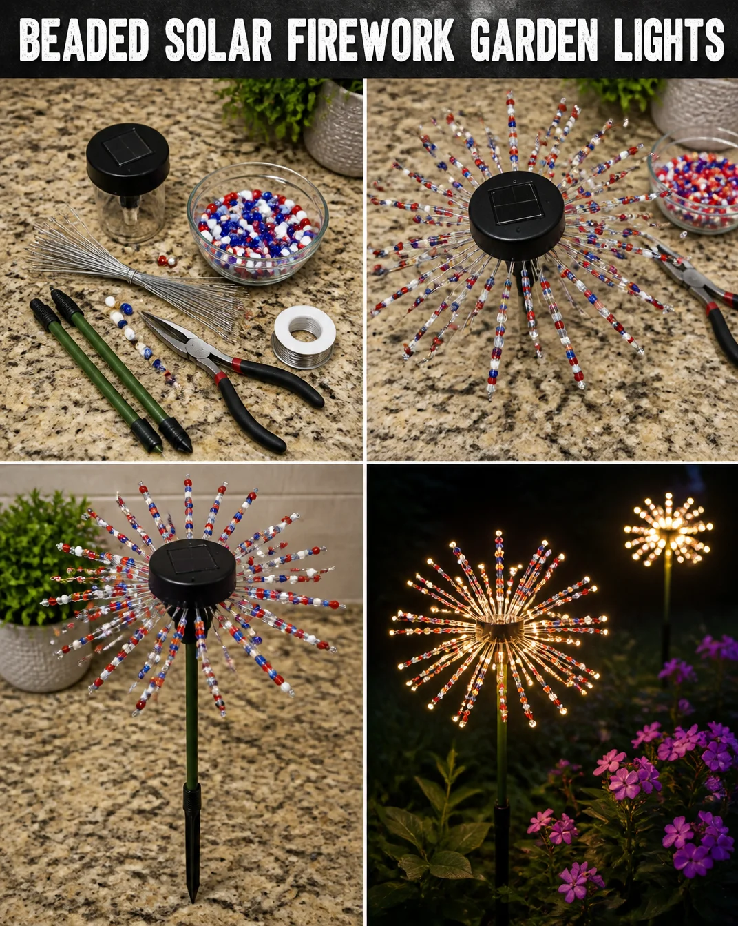 Beaded Solar Firework Garden Lights 8 Beaded Solar Firework Garden Lights