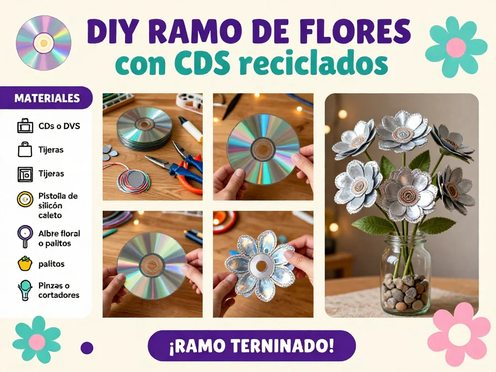 💐 Bouquet of Recycled CDs 💿✨ 9 💐 Bouquet of Recycled CDs 💿✨