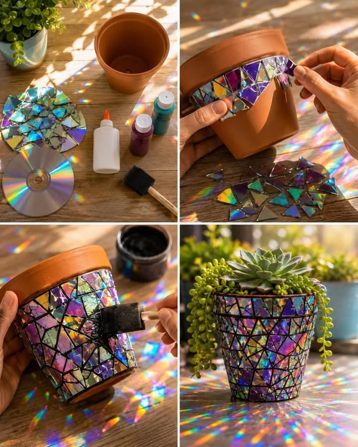 CD Mosaic Flower Pot 12 CD Mosaic Flower Pot