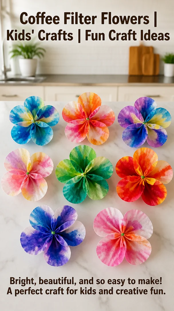 Coffee Filter Flowers | Kids' Crafts | Fun Craft Ideas 8 Coffee Filter Flowers | Kids' Crafts | Fun Craft Ideas