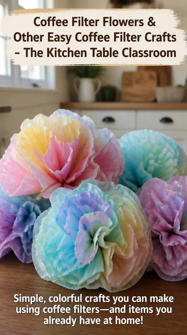 Coffee Filter Flowers & Other Easy Coffee Filter Crafts - The Kitchen Table Classroom 8 Coffee Filter Flowers & Other Easy Coffee Filter Crafts - The Kitchen Table Classroom